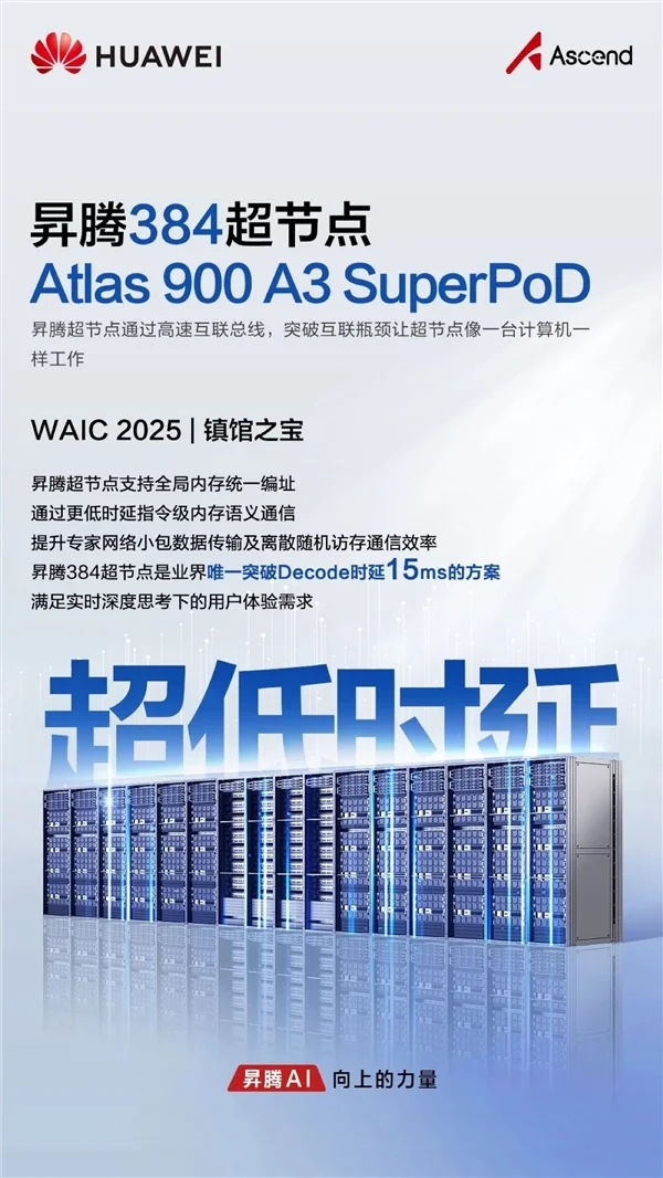 華為首次展出“算力核彈”!獲評WAIC 2025鎮館之寶 華為首次展出“算力核彈”!昇騰384超節點獲評WAIC 2025鎮館之寶