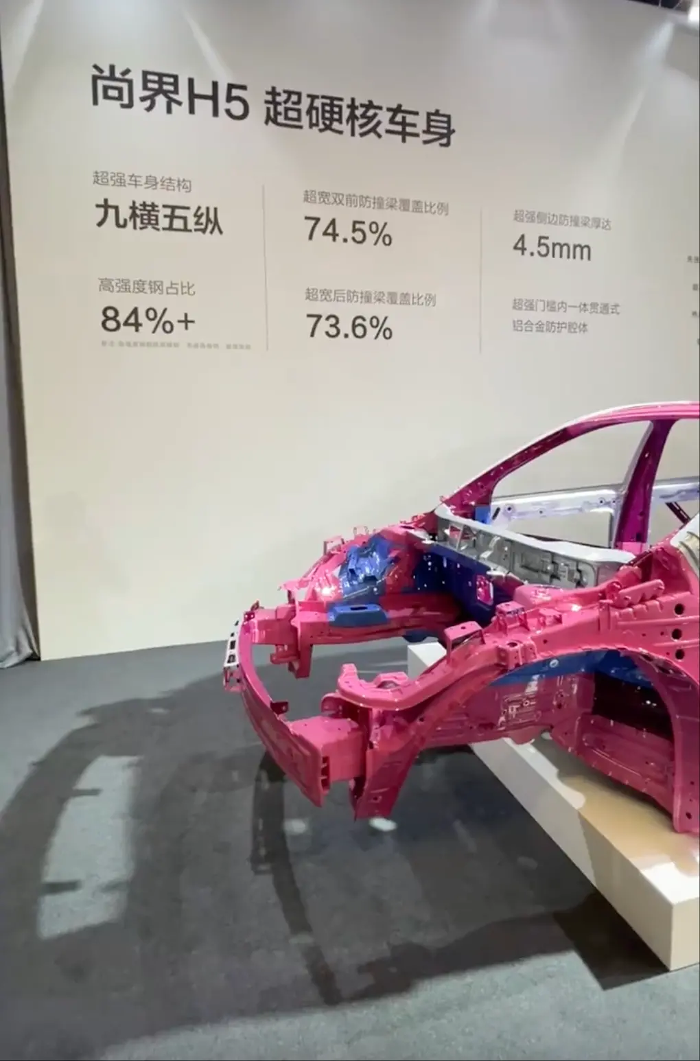 尚界H5放出白車身官圖:九橫五縱結構,高強鋼及鋁合金占比超88%